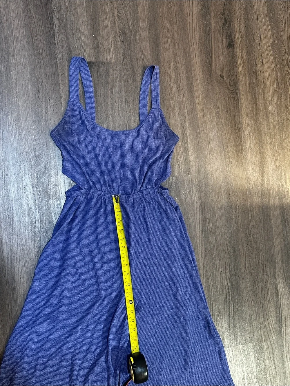 Anthro Style Blue Purple Textured Wide Leg Romper Boho Cutout Jumpsuit Size M